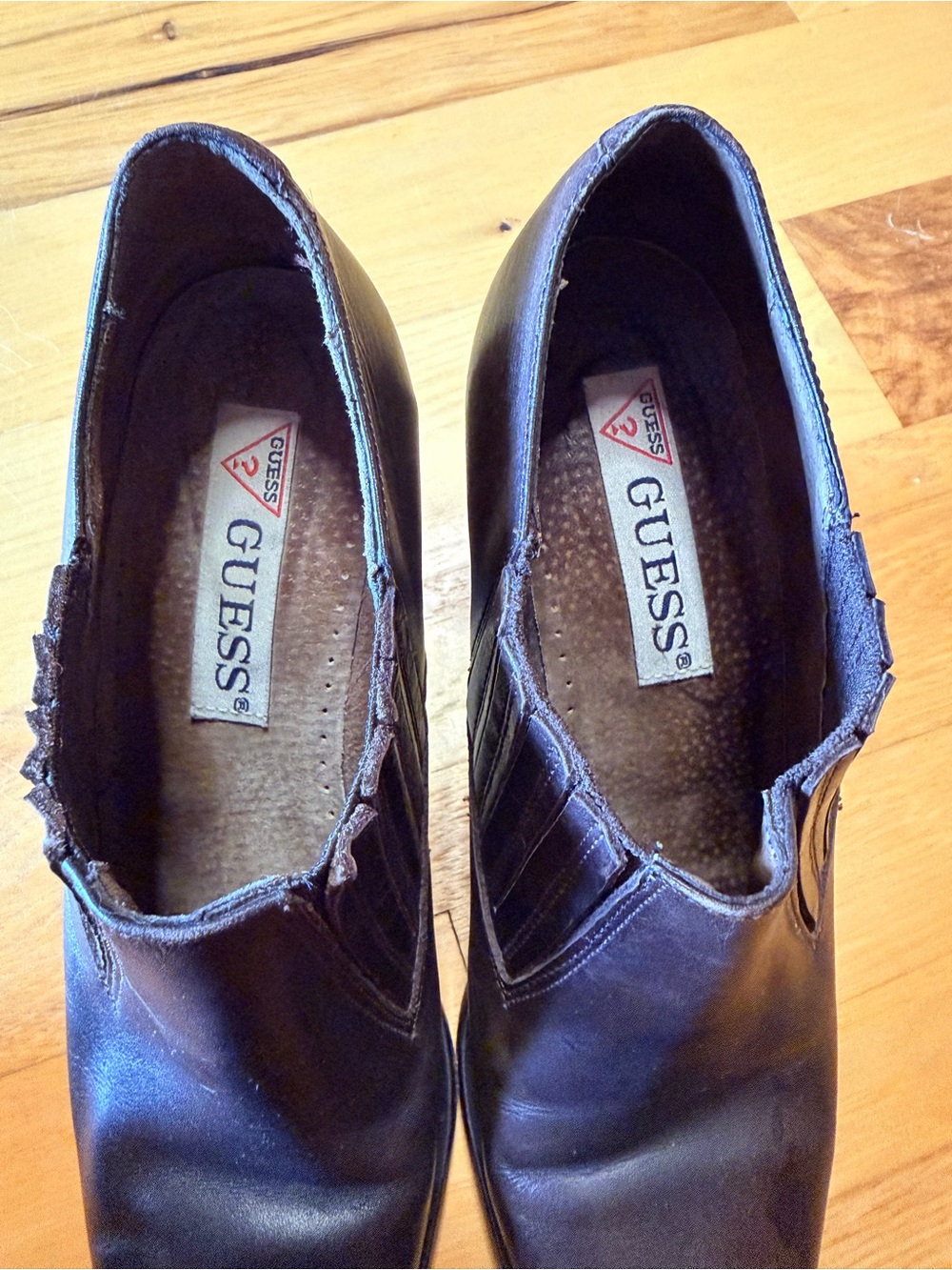 Guess Women's Dark Brown Pointed Leather Ankle Booties - Picture 2 of 5